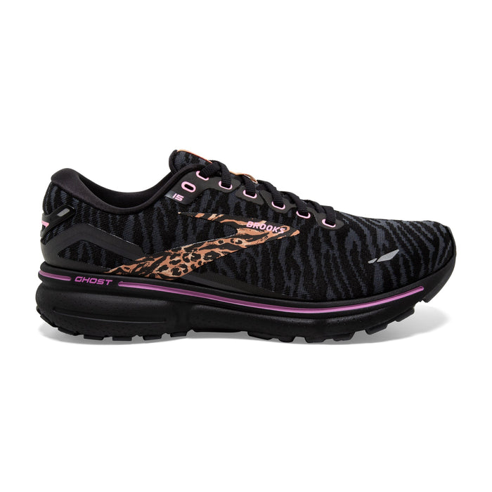 Women's Brooks Ghost 15, Black/Spring Crocus/Sunburn, 12 B Medium