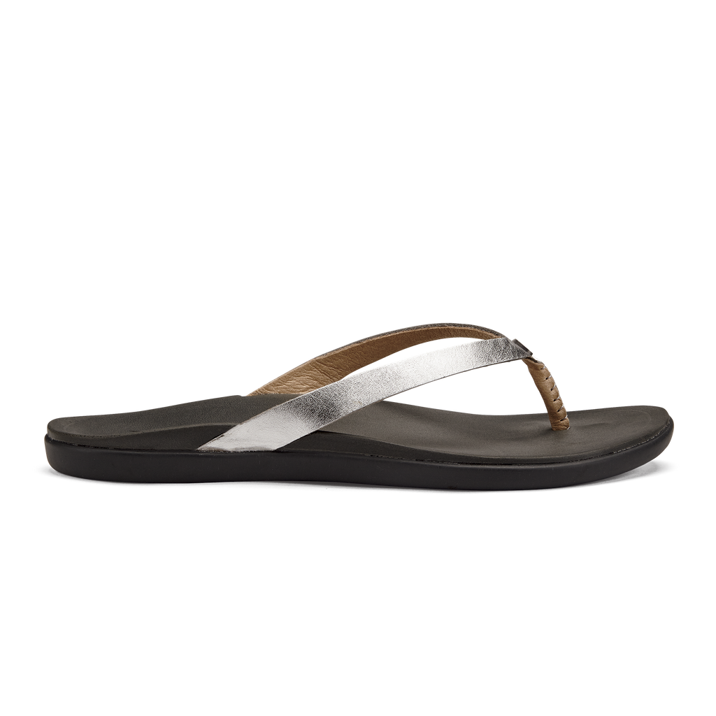 Women's Olukai Ho'opio, Silver/Charcoal, 10 B Medium
