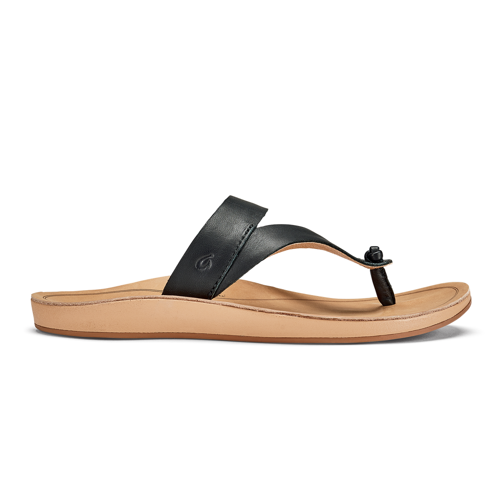 Women's Olukai Kaekae Ko'o, Black/Goldrn Sand, 10 B Medium