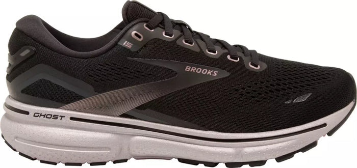 Women's Brooks Ghost 15, Black/Rose Gold, 11 B Medium