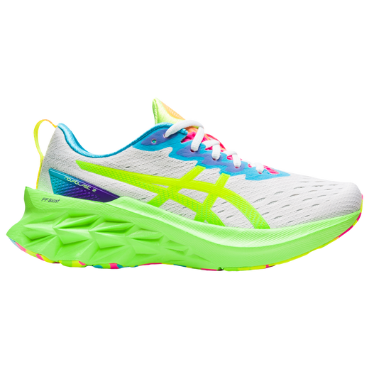 Women's Asics Novablast 2, White/Safety Yellow, 9 B Medium