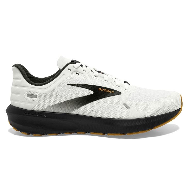 Men's Brooks Launch 9, White/Black/Tan, 12.5 D Medium