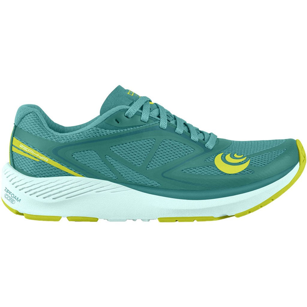 Women's Topo Athletic Zephyr, Teal/Lime, 7.5 B Medium