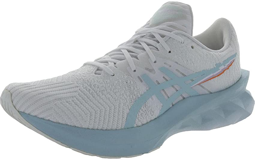Women's Asics Novablast, White/Aqua Angel, 7.5 B Medium