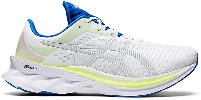 Men's Asics Novablast, White/Glacier Grey, 12 D Medium