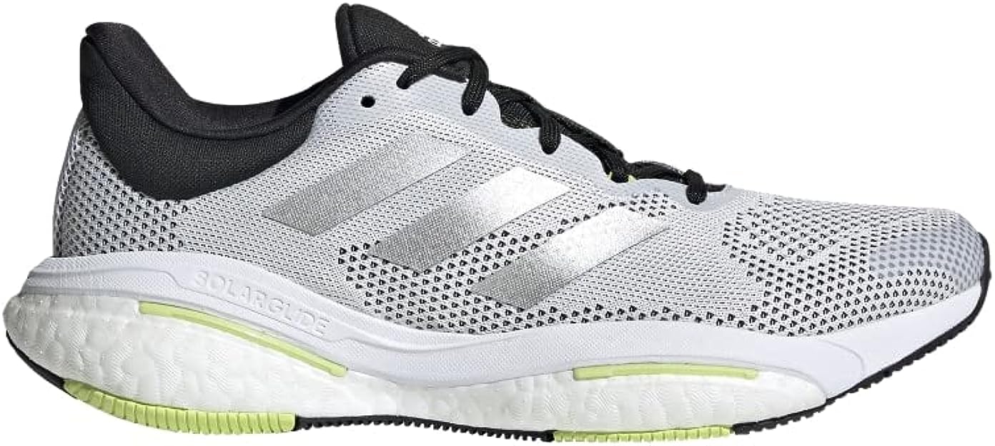 Women's Adidas Solar Glide 5, Ftwr White / Silver Met. / Pulse Lime, 9 B Medium