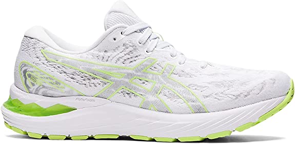 Women's Asics Gel-Cumulus 23, White/Lime Green, 8 B Medium