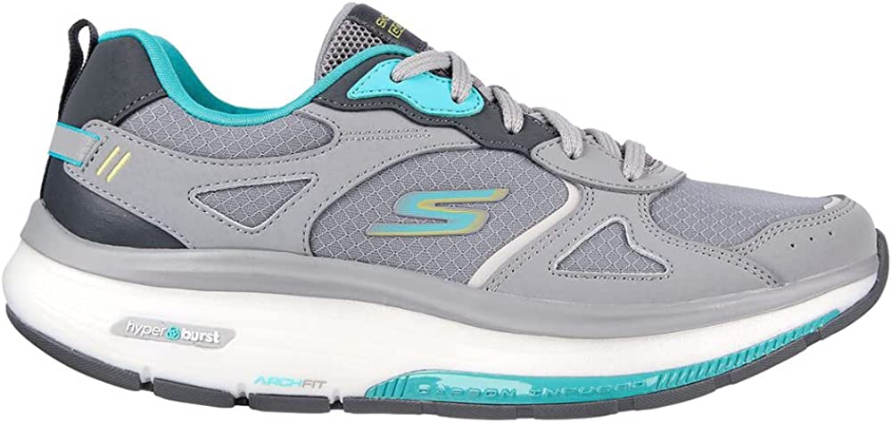 Women's Skechers Go Walk Walker, Gray/Turquoise, 8 B Medium
