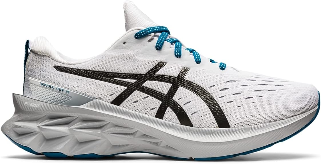 Men's Asics Novablast 2, White/Black, 13 D Medium