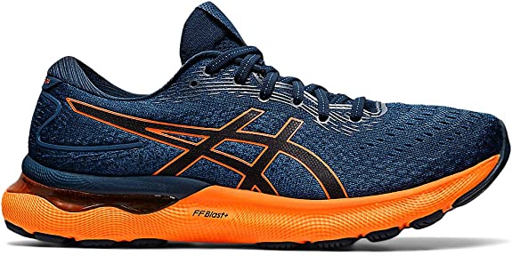 Men's Asics GEL-Nimbus 24, French Blue/Shocking Orange, 9 D Medium
