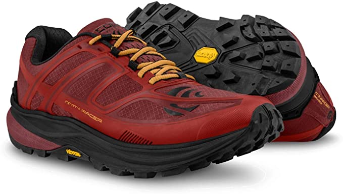 Men's Topo Athletic MTN Racer Trail, Red/Orange, 9.5 D Medium