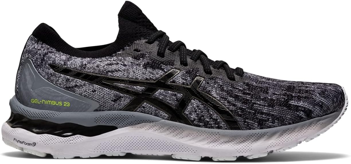 Men's Asics Gel-Nimbus 23 Knit, Sheet Rock/Black/Knit, 11.5 D Medium