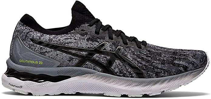 Men's Asics Gel-Nimbus 23 Knit, Sheet Rock/Black/Knit, 13 D Medium
