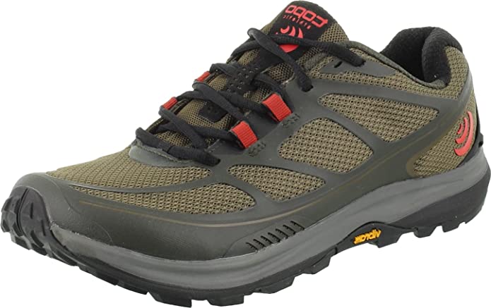 Men's Topo Athletic Terraventure 2, Olive/Red, 9.5 D Medium