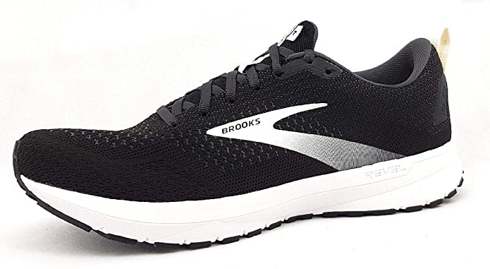 Men's Brooks Revel 4, Black/Oyster/Silver, 10.5 D Medium