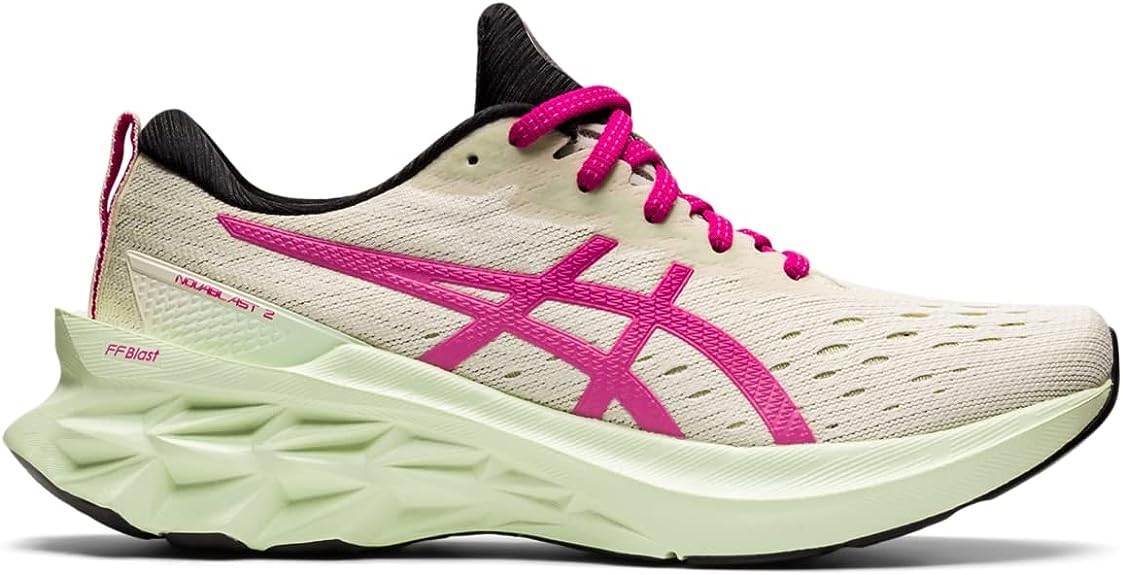 Women's Asics Novablast 2, Birch/Pink Rave, 8.5 B Medium