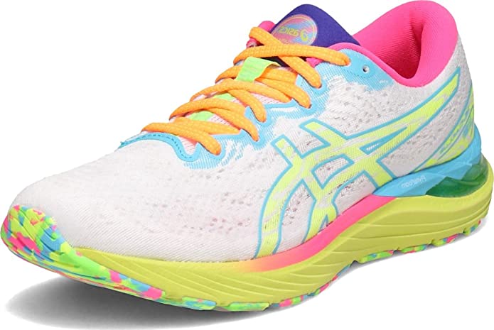 Women's Asics Gel-Cumulus 23, White/Safety Yellow, 7.5 B Medium