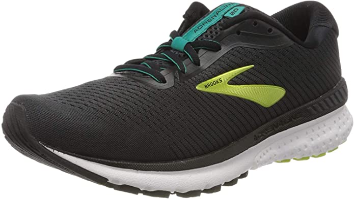 Men's Brooks Adrenaline GTS 20, Black/Lime/Blue Grass, 9.5 D Medium