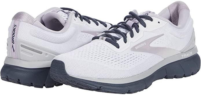 Women's Brooks Trace, White/Grey/Ombre Blue, 8 B Medium