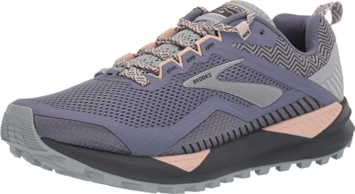 Women's Brooks Cascadia 14, Grey/Pale Peach/Pearl, 7.5 B Medium
