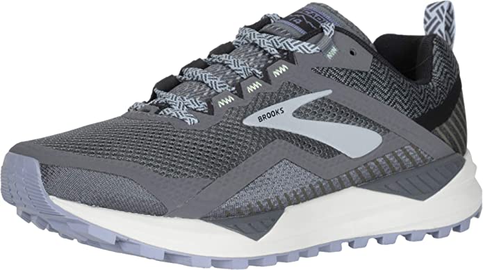 Women's Brooks Cascadia 14, Grey/Black/Kentucky Blue, 8 B Medium