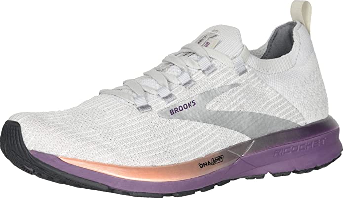 Women's Brooks Ricochet 2, Grey/Cantaloupe/Grape, 10 B Medium