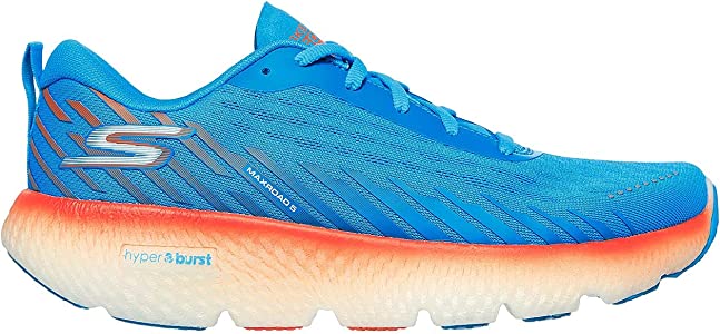 Men's Skechers Go Run Maxroad 5, Blue Mesh/Blue Haptic/Orange Trim, 12 D Medium