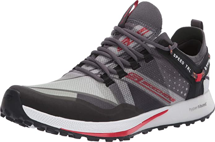 Men's Skechers Go Run Speed Trail, Charcoal/Red, 8.5 D Medium