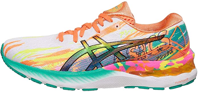 Women's Asics Gel-Nimbus 23, HOT Pink/Sour Yuzu, 9 B Medium