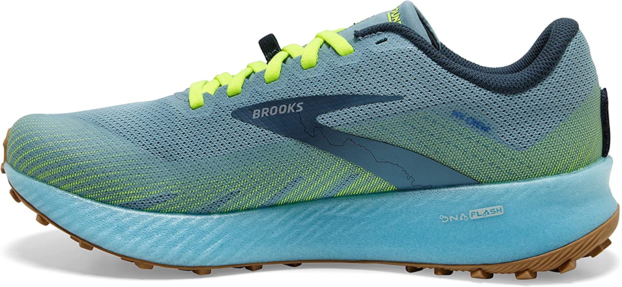 Women's Brooks Catamount, Aqua/Green/Neon Yellow, 9 B Medium