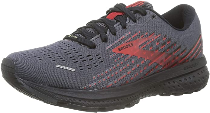 Men's Brooks Ghost 13 GTX, Black/Ebony/Red, 11.5 D Medium