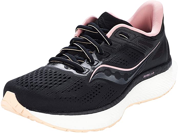 Women's Saucony Hurricane 23, Black/Rose, 7.5 D Wide