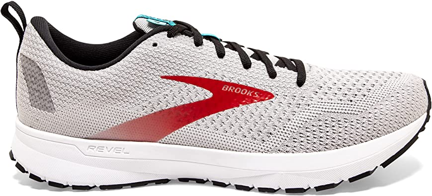 Men's Brooks Revel 4, Grey/Black/Capri, 8 D Medium