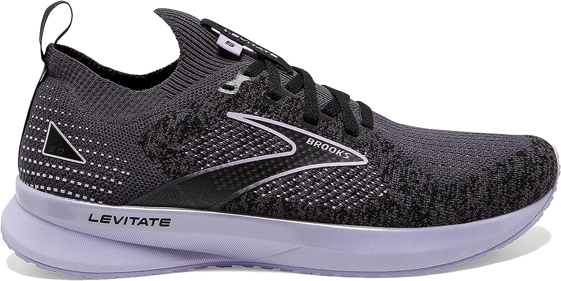 Women’s Brooks Levitate StealthFit 5, Black/Ebony/Lilac, 8.5 B Medium