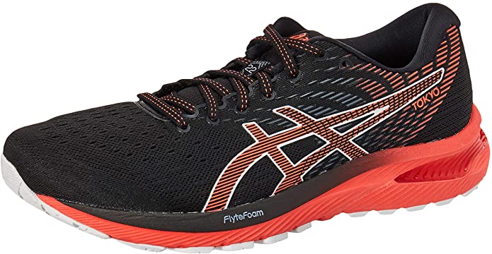 Men's Asics Gel-Cumulus 22 Tokyo, Black/Sunrise Red, 12.5 D Medium