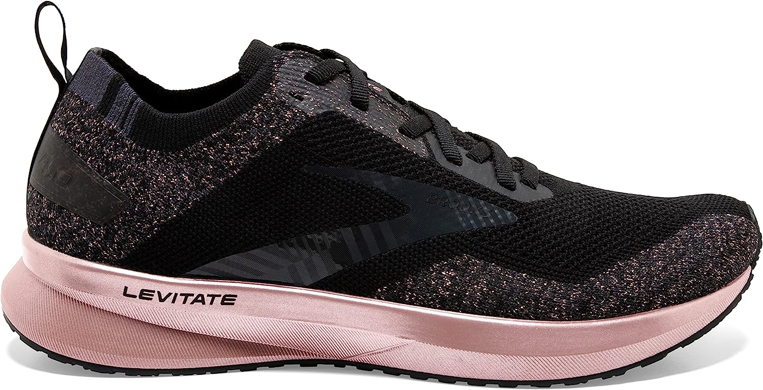 Women's Brooks Levitate 4, Black/Ebony/Rose Gold, 6.5 B Medium