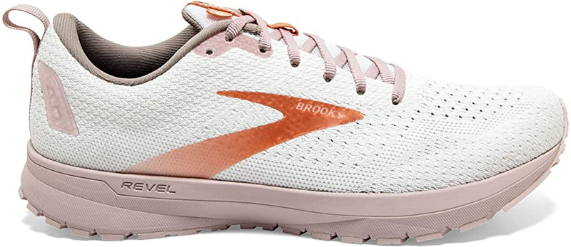 Women's Brooks Revel 4, White/Hushed Violet/Copper, 9 B Medium