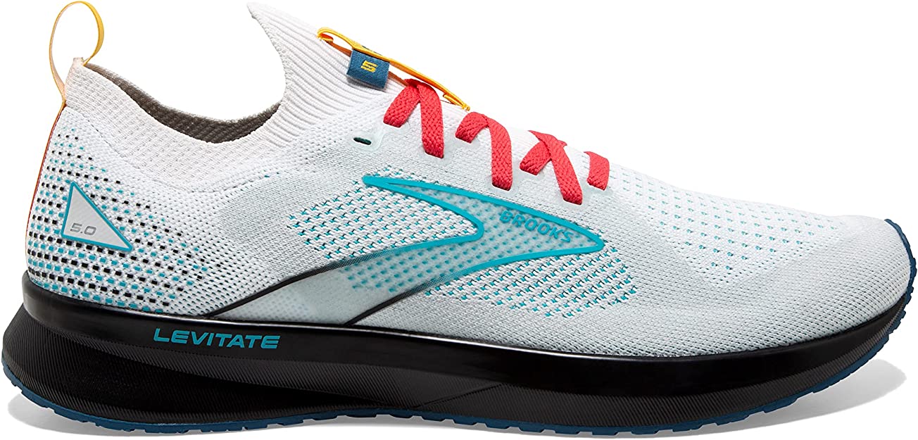Men's Brooks Levitate Stealthfit 5, White/Luna/Bluebird, 9 D Medium