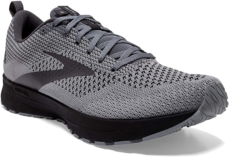 Men's Brooks Revel 4, Grey/Blackened Pearl/Black, 9 D Medium
