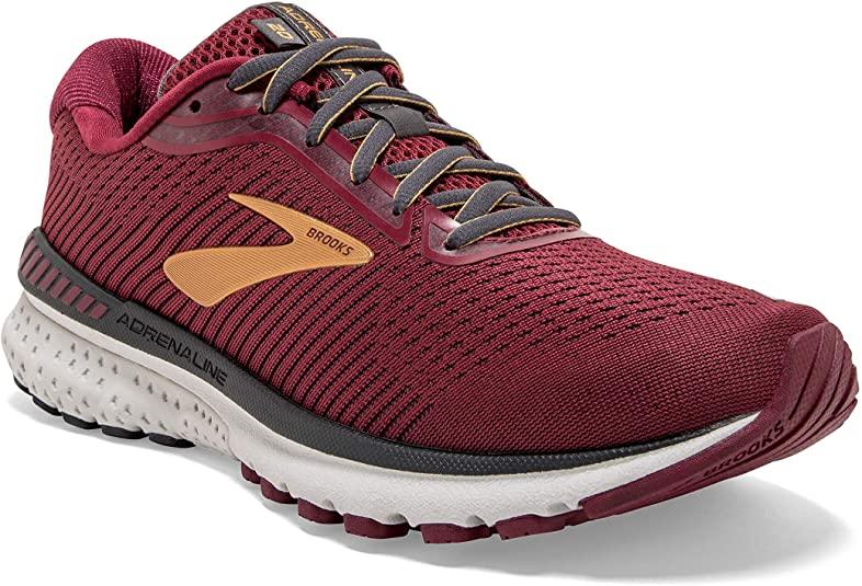 Women's Brooks Adrenaline GTS 20, Red/Gold/Ebony, 8 B Medium