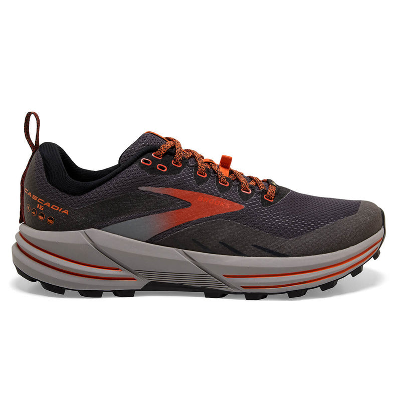 Men's Brooks Cascadia 16 GTX, Black/Ebony/Cinnabar, 12 D Medium
