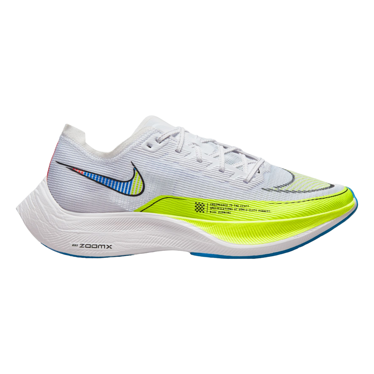 Women's Nike ZoomX Vaporfly Next% 2, White/Black-Volt Racer Blue, 8 B Medium
