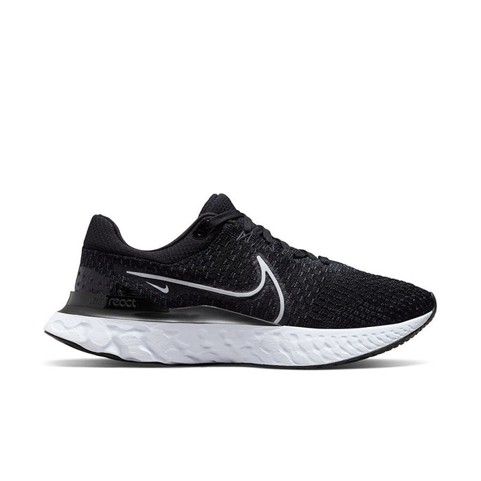 Women's Nike React Infinity Run Flyknit 3, Black/White, 9 B Medium