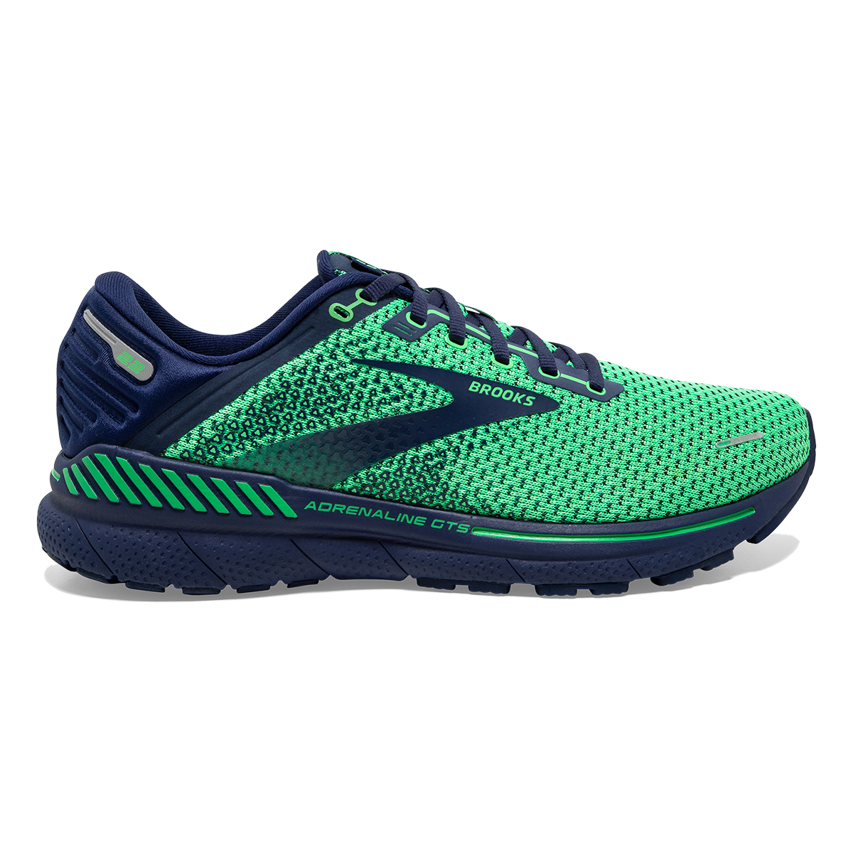 Men's Brooks Adrenaline GTS 22, Green/Navy, 15 D Medium