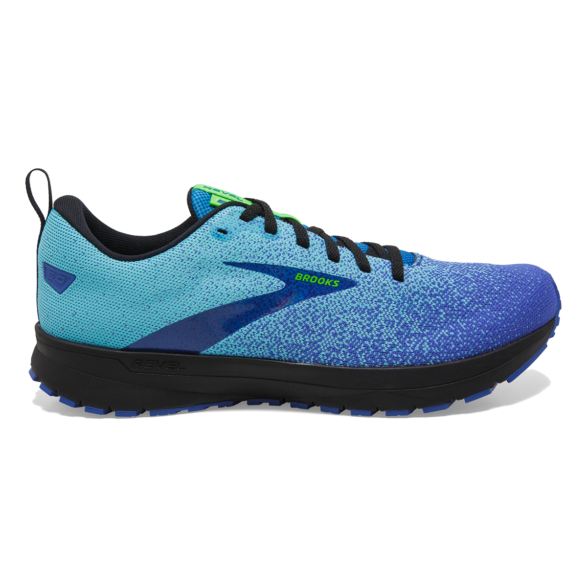 Men's Brooks Revel 5, Dazzling Blue/Bluefish/Gecko, 9.5 D Medium