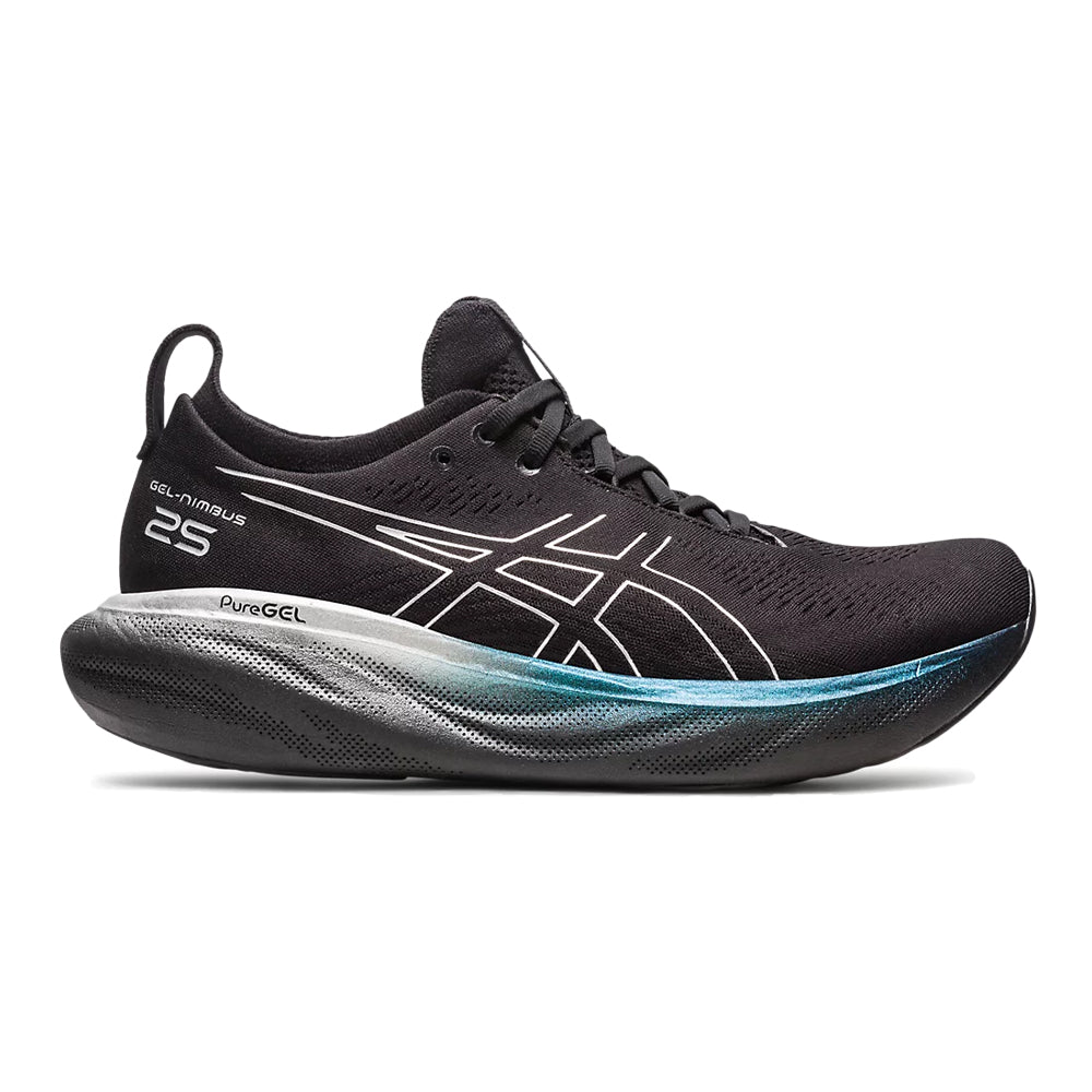 Men's Asics Gel-Nimbus 25 Platinum, Black/Pure Silver, 13 D Medium