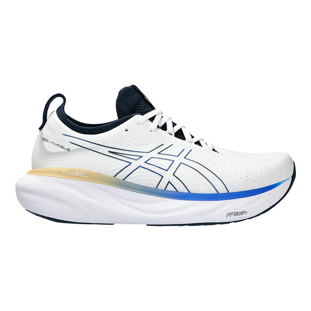 Men's Asics Gel-Nimbus 25, White/Illusion Blue, 7.5 D Medium