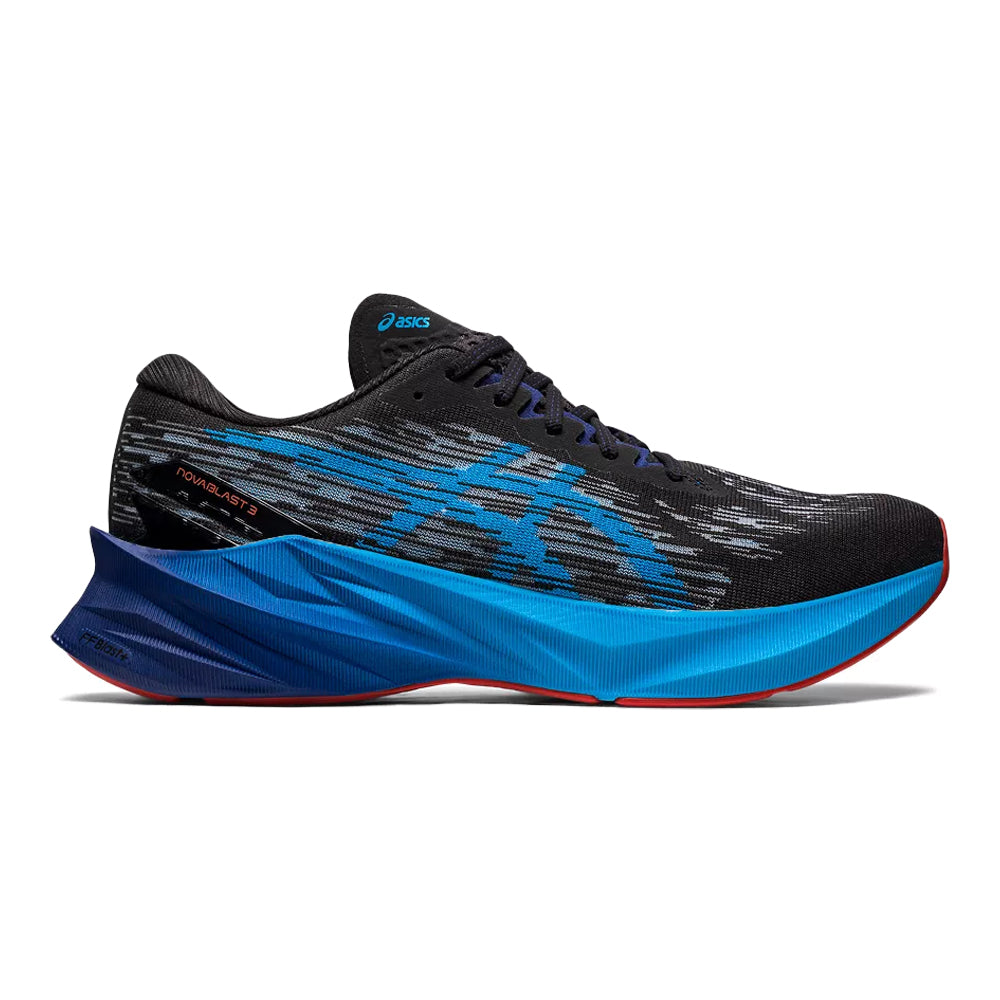 Men's Asics Novablast 3, Black/Island Blue, 11 D Medium