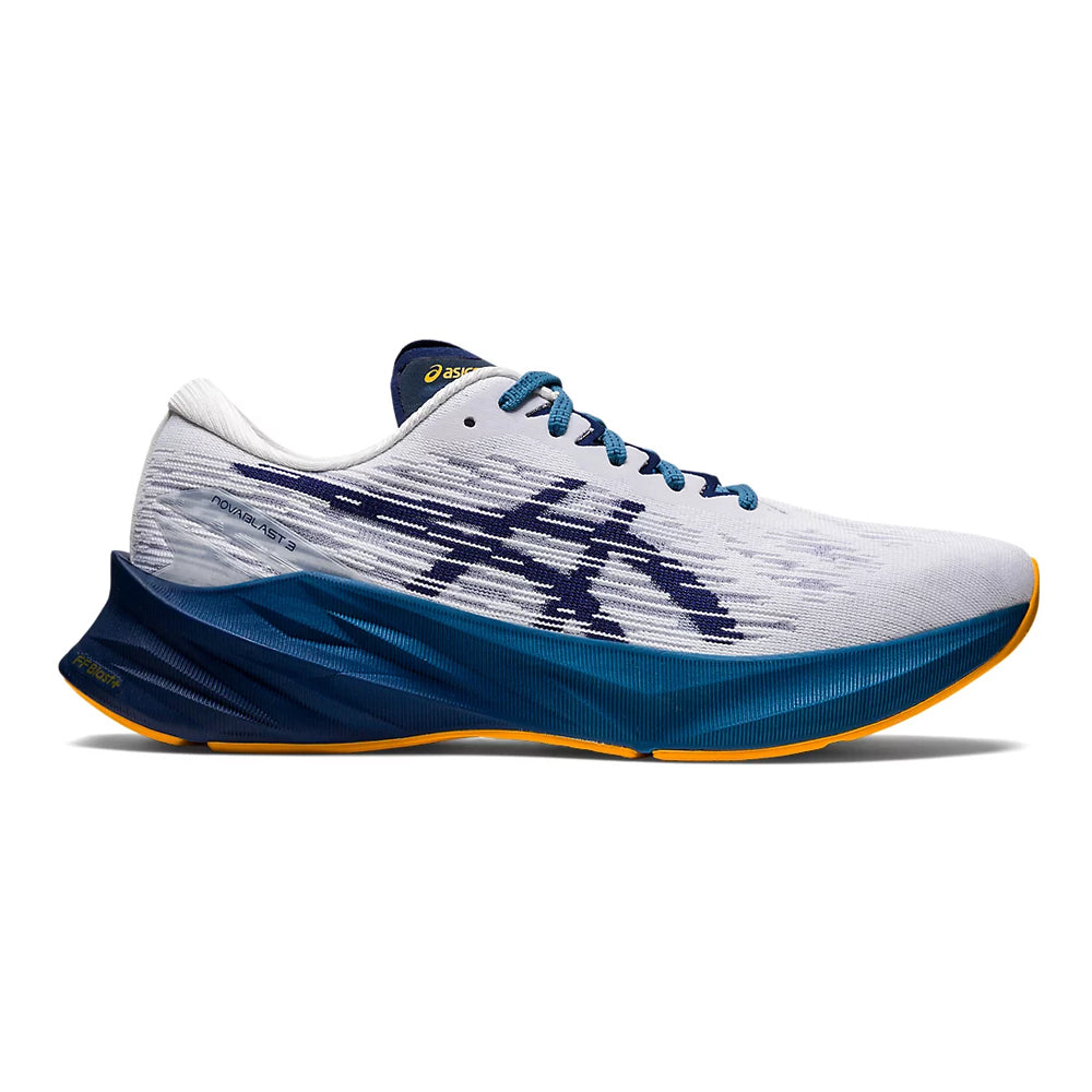 Men's Asics Novablast 3, White/Deep Ocean, 11 D Medium