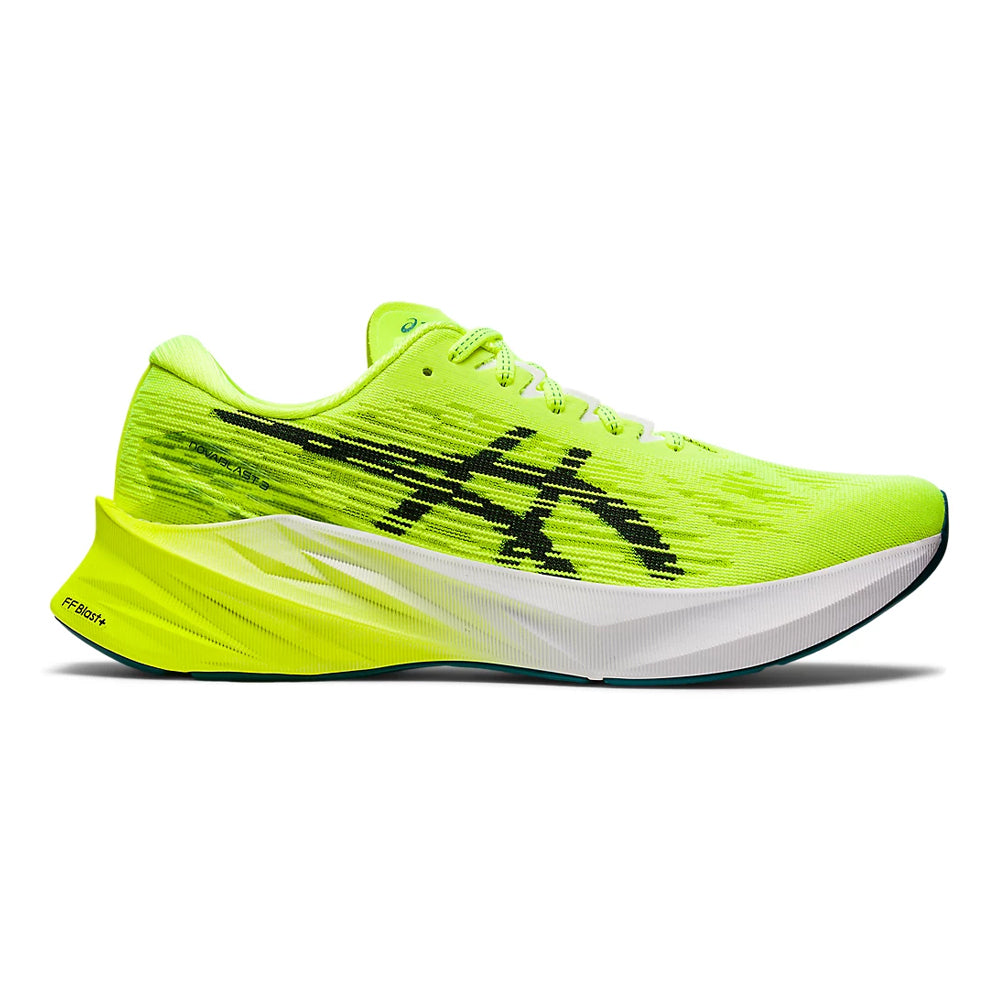 Asics Novablast 3 LE running trainers in black and lime
